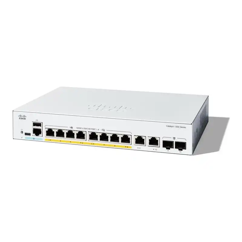 Cisco Catalyst 1300-8FP-2G - Commutateur - C3 - Géré - 8 x 10 - 100 - 1000 (PoE+) + 2 x combinaison Gi... (C1300-8FP-2G)_1